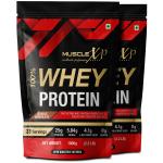 MuscleXP 100% Whey Protein With Digestive Enzyme - 1Kg Pouch, Double Chocolate (Pack Of 2)