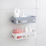 Paratpar Mall Multicolor Plastic, Acrylonitrile Butadiene Styrene Heavy Vacuum Suction Bathroom Shelf Storage Rack (Set Of 2)