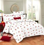 Sleeping Owls Cotton Crimson Bedsheet With Pillow Cover, 229 cm X 254 cm (Set Of 3)