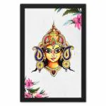 RITWIKA ART AND CRAFT Abstract Art Of Durga Face Modern Wall Painting With Frame For Home and Office Decor | Size 9.5 x 13.5 IN, Set of 1