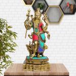 ARTVARKO Washable Brass Shiv Parvati Idol - 18 inch