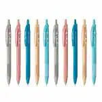 FLAIR SRX 0.7mm Retractable Ball Pen | Triangular For Better Grip | Refillable | Colours | Blue Ink, Pack of 10 Pcs