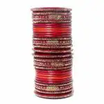 Suprimo fashion Maroon Colour Lakh Material Rainbow Jaipuri Bangles Set Bridal Chuda Bangles for women (Pack of 2 Lac Dulhan Chura) (Mahroon, 2.4)