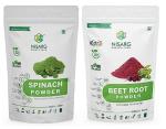 NISARG ORGANIC FARM Combo of Spinach and Beet Root Powder I Pure Natural I Traditional Method Made I No Preservatives & Artificial Color I for Skin, Hair & Health and reduce weight - 200g x 2 Pack
