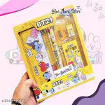 KHILONEWALA ANY ONE 8015 Pencil Box All in One BTS BT21 Cartoon Theme Stationery Set Trendy with 1 Pencil Box Case 2 Pencils 6 Crayon Colors 2 Space Gel Pen 1 Ruler Scale Eraser Sharpener Kit for Kids School As Per Colour Availability Pink & Yellow