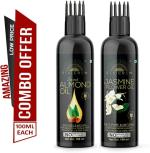 Desi Crew 100 Percent Pure Sweet Almond and Jasmine Flower Oil with Comb Applicator Cold Pressed for Skin, Body and Hair Care 100 ml Each