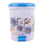 SHIVOM STEELS Mini Floral Printed Plastic Pedal Table Dustbin, Waste Bin, 7 inch (Multicolor)