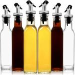HURRYSHOPPY 6 Piece 250ml Oil Dispenser Container Oil and Vinegar Transparent Glass Bottles with Oil Pourer Spout for Kitchen Home Restaurants Bar