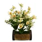 Fancy Mart Yellow Icelandic Artificial Flowers in Wooden Pot 30 x 24 cm