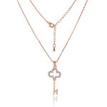 LaBerra Rose Gold Plated Key Necklace | Cubic Zirconia Minimalist Key Pendant | Stylish Irish Jewellery For Women & Girls