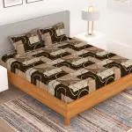 Bedspun 150 TC 100% Microfiber 1 U Double Size Bed sheet with 2 Pillow Covers - Brown