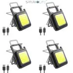 SPARKOLITE Small LED Flashlight 800 Lumens COB Rechargeable Keychain Mini Flashlight 4 Light Modes Portable Pocket Light with Folding Bracket | PACK OF 4