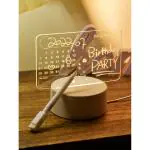 KIRMIT Premium 3D Acrylic Board with Stand, LED Light & Pen, Rewritable Desktop Decorative Item which use as Calender/Message/Note/memo/Date & Time/Month/Year for Office/Home