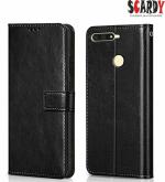 SCARDY HONOR 7A BACK COVER / LEATHER FLIP COVER / BLACK COLOR