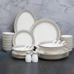 Swasha Fine Bone China 36 Pieces Dinner Set, Premium and Designer Crockery Dinnerware Set (White Colour)