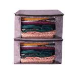 WN BAGS Clothes Storage Organizers Saree Cover Wardrobe Transpsarent Window With Zipper Non Woven Saree Storage Box Cloth Packing Bag Lehenga Cover Dress Color Brown (Pack Of 2)
