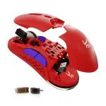 Kreo Chimera RGB USB Wireless Gaming Mouse with Hot-swappable Switches & 7 Programmable Buttons | Swappable Shells & Switches Included | Adjustable DPI Upto 12400 (Wireless, Ruby Red)