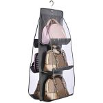 Inditradition Non-Woven Polished 6 Pockets Standing Storage Rack for Handbags, Purse, Clutches, Hats with Hook (Grey , 90 cm)