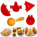 SEVOU 5 PCS Plastic Dough Press Dumpling Modak Mold Samosa Kachori Gujiya Ladoo Pie Mould Set for Home and Kitchen Multipurpose Tools Multicolor