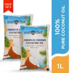 nutndiet Premium Edible Coconut Oil For Cooking, Pouch 1 Litre (PACK OF 2)