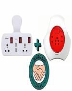 PINDCO Combo of 2 ext Board with 5.5 mtr Extension Cord;6 Amp 3 Universal Multi Plug Point Extension Board with LED Indicator,Cordless Extension