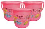 Kuber Industries Pink Plastic Bathroom Bucket (Set Of 3)