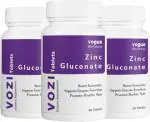 VOGUE Pharmaceuticals Pvt. Ltd. Vogue Wellness Vozi Zinc Gluconate Immunity Booster, Promotes Healthy Skin 60 Pcs Each (Pack Of 3)