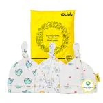 10Club Baby Cap with Knot - Set of 3 (Print) | Cotton Caps for Boys and Girls | Soft Cap Set for Babies | Adjustable Knotted Cap for Infants | All Season Tie Cap | Useful Baby Shower Gift