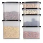 Cutting Edge Modular Kitchen Storage Container with Anti-Microbial Lid Oval Set for Flour, Cereals, Snacks, Stackable, BPA Free, Modular, Set of 6, Black (525mlx2,1200mlx2,1800mlx2)