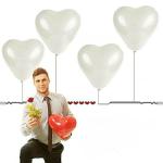 Hippity Hop Rubber White Heart Shape Latex Balloons (Pack Of 5)