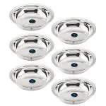 Wiaa Stainless Steel Dahi Vada Plate Set of 6 | 14.5 cm Multi Utility Serving Plates for Halwa, Idli-vada, Chat, mendu wada Plate