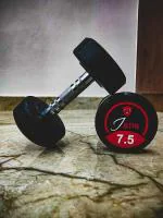 IALPHA Rubber Coated Bouncer Dumbbell (7.5 kg, Black, Red) - Set of 2