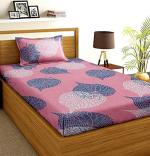 Homdazal Pink Abstract Cotton Flat 120 Tc Single Bedsheet With A Pillow Cover (Pack Of 2)
