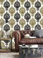 Jaamso Royals Multicolor Vinyl Damask Self Adhesive Wallpaper For Home Decoration 100X45 cm( 100 CM X 45 CM )