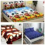 Yellow Stone Cotton Gold Printed Double Flat Bedsheet (Pack of 3,)_Multi 99