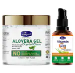 Mapril Aloe vera Gel & Vitamin C Serum for Increase Natural Skin Glow & Brightening Skin Tone & Reduce Acne/Pimples, Dark Spots, Scars, Wrinkles Pack of 2(Serum-30ml+120ml Gel)