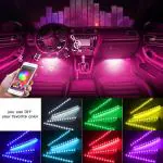 Cloudsale 48 Led Car Interior Led Strip Bluetooth App Control Atmosphere Lights Music Under Dash Car Strip (Pack Of 4)