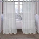 Parda Online White Geometric Polyester Eyelet Romantic Shower Curtain 5ft, (Pack of 2)