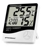 Themisto ApTechDeals HTC-1 Digital Hygrometer Thermometer Humidity Meter With Clock LCD Display