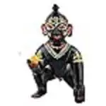 Ghungroo World Vrindavan Painting Ashtadhatu Laddu Gopal | Black Multicolor Hand Painted Modern LADDU Gopal JI | Full SHRINGAR KANHA JI Idol for Pooja | PITAL MURTI Thakur JI Full Makeup (8*5*8 cm )