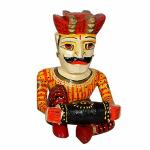 Wooden Palm Multicolor Wood Musician Playing Drum Figurine / Multicolor / 25.4L x 19.1W x 20.3H Centimeters