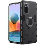 RUPELIK Redmi Note 10 Pro Max Black Plastic Kick Stand Metal Ring Holder Back Case Cover|FLIP CPOVER| MOBILE COVER| BACK COVER| MOBILE CASE| FLIP COVE