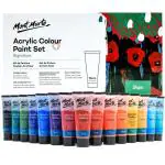 Mont Marte Signature Acrylic Colour Paint Set, 24 x 75ml (2.5oz), Semi-Matte Finish, 24 Colours, Suitable for Most Surfaces Including Canvas, Card, Paper and Wood