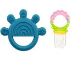 Enorme Silicone Green Star Shape Teething Teether and Ring Style Food Fruit Feeder Nibbler Pacifier for Babies