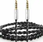 BS Power Aux Cable with 4 Poles 3.5mm jack Male to Male Stereo auxiliary cable Compatible with Car, Speakers, Headphones, laptops, music Systems Etc.(3.2 feet)