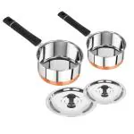 Omega Stainless Steel Copper Bottom Saucepan Set With Lid - 4Pcs (CB Saucepan - 1.4L & 1L)