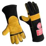 MULLICK PRO SAFETY - MPS Heat Resistant Leather Welding Gloves With full Reinforce Black Yellow MPS-001