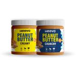 Heeva Creamy (Classic ) & Crunchy (Classic) Combo Peanut Butter, 100% Roasted Peanuts | Fresh Peanut | 26 g Protein | No Refined Sugar | Gluten Free | Cholesterol Free | No Trans Fat | High Fibre | No Salt |Combo Pack| (350gm X2)