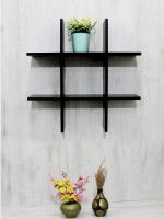 Random 4 Plates Straight Wood Wall Shelves ( Black)