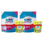 STE SHREE TAPI ENTERPRISE Matic Detergent liquid Top And Front Load Liquid 2L Pouch, Designed for Dirt removal in Washing Machine for all kinds of clothes(Pack of 2) And Complete Dishwash liquid Active Slat And Lemon Super Saver Pack free 200ml